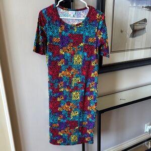 LuLaRoe Red and Yellow Sheath Midi Dress